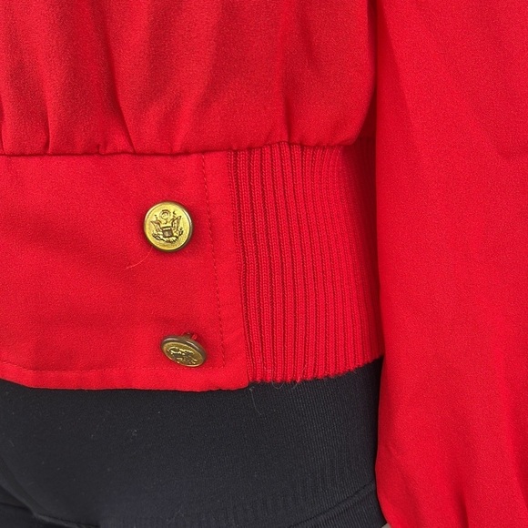 Good Time USA Long Sleeve Red Open Back Puff Sleeve Mock Turtleneck Top Size L - Picture 5 of 10